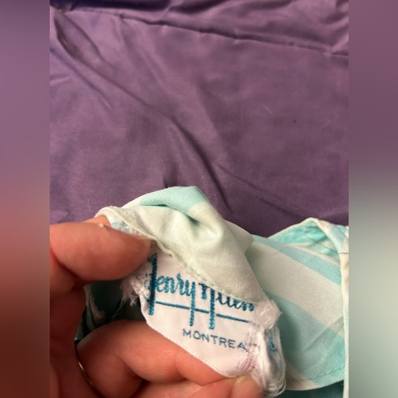 Beautiful vintage button down dress blue and white stripe - Picture 3 of 7